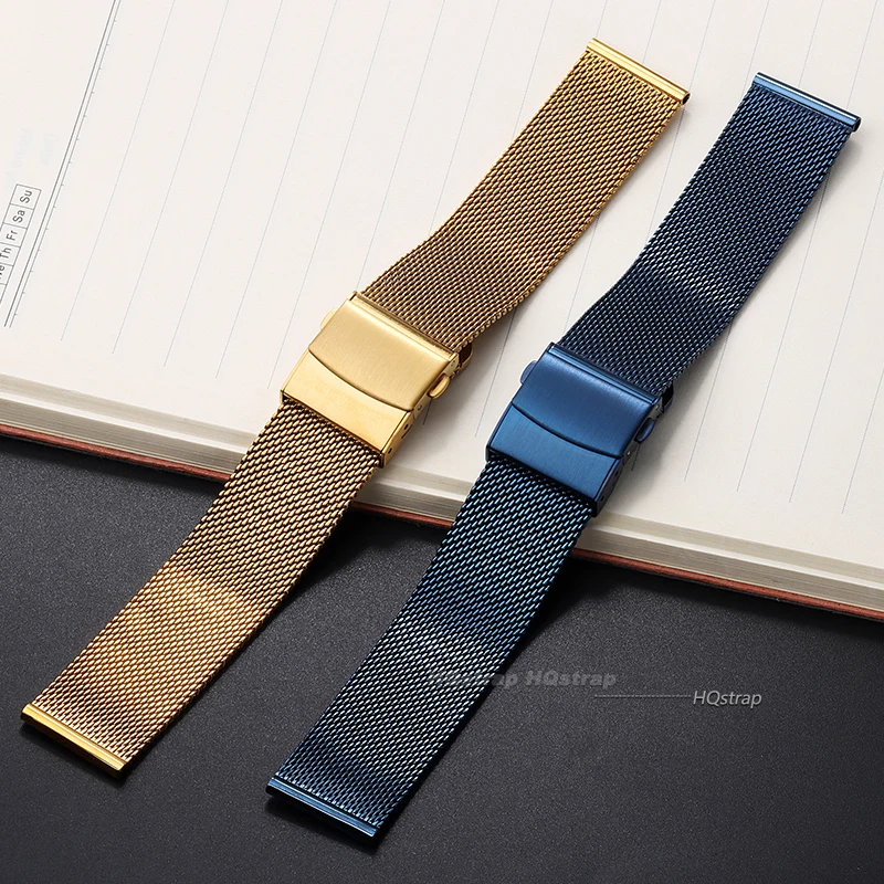 Elegant Stainless Steel Mesh Milanese Loop Watch Band with Folding Buckle and Quick Release Strap