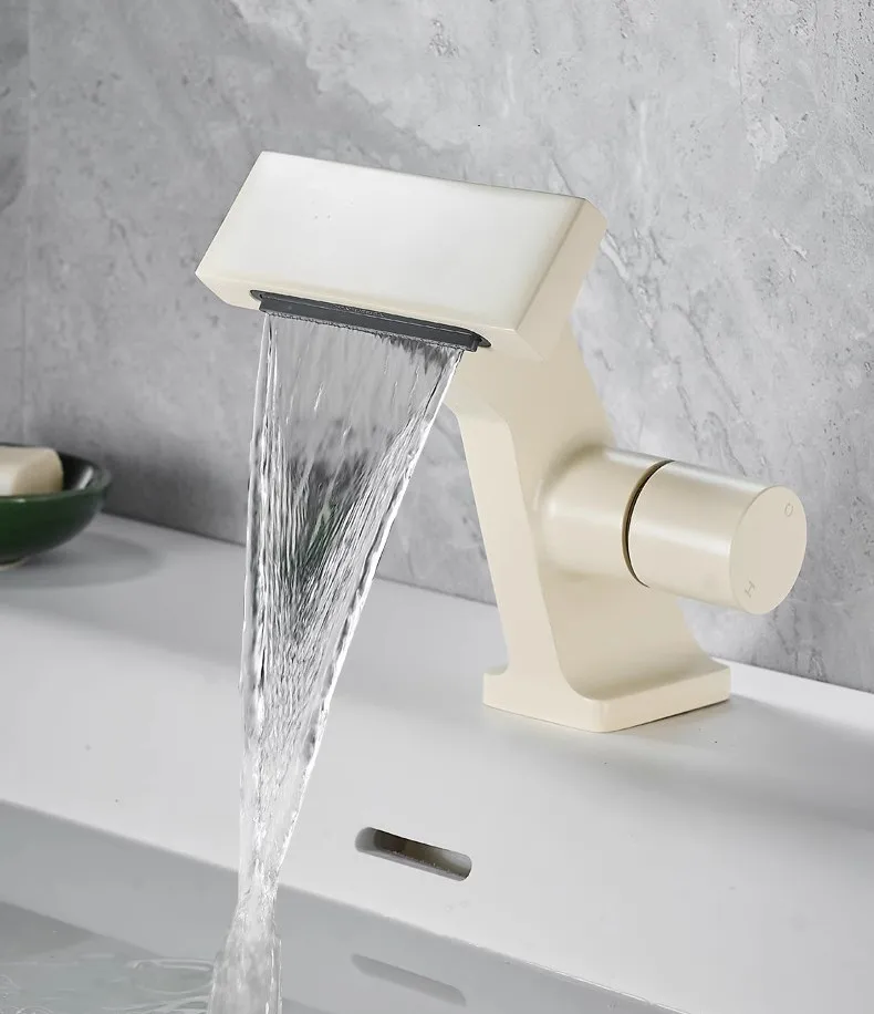 Description Picture 3 of itemNew Bathroom Basin Faucet Gray Single Lever hot and cold Waterfall Crane Brass Sink mixer Black Chrome Gray Tap