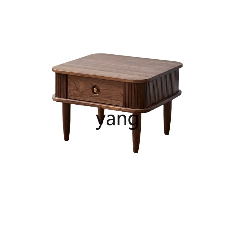 

Yjq Black Walnut Wooden Tea Table Combination Simple Small Apartment Living Room Cherrywood Solid Wood