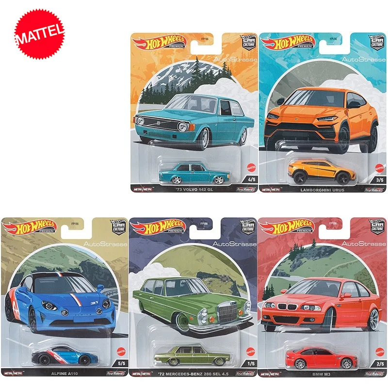 Original Hot Wheels Car Culture Premium Auto Trasse Diecast 1/64 Benz Bmw Lambo Vehicles Toys For Boys Children Collection Gift