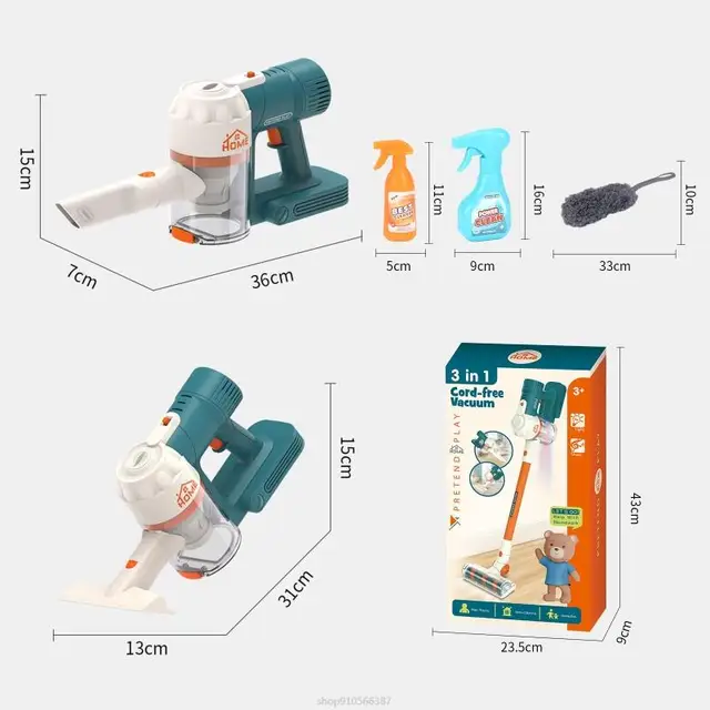 3-in-1 Kids Realistic Housekeeping Vacuum Cleaner Toy Girls Pretend Play Home Cleaning Toy Funny Toddlers MY06 22 Dropship 6