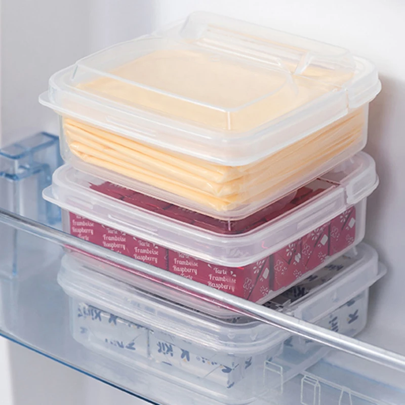 Storage Box Plastic Refrigerator Storage Cheese Box Cheese Container Butter Block Slice Storage Box 1pc