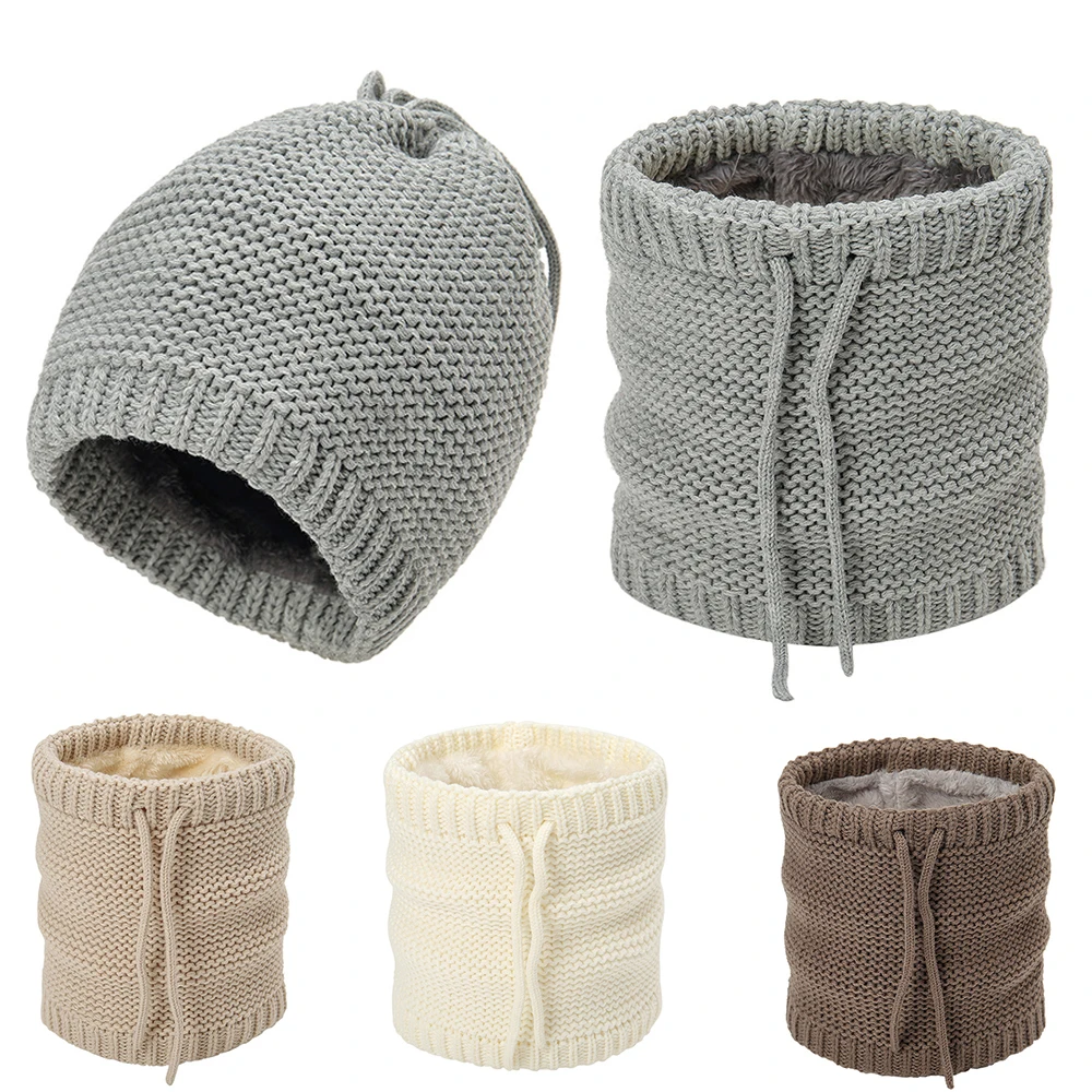 

Drawstring Knitted Winter Ring Scarf Unisex Outdoor Scarf Knitting Plush Thicken Scarves Adjustable Warmer Snood Handmade DIY