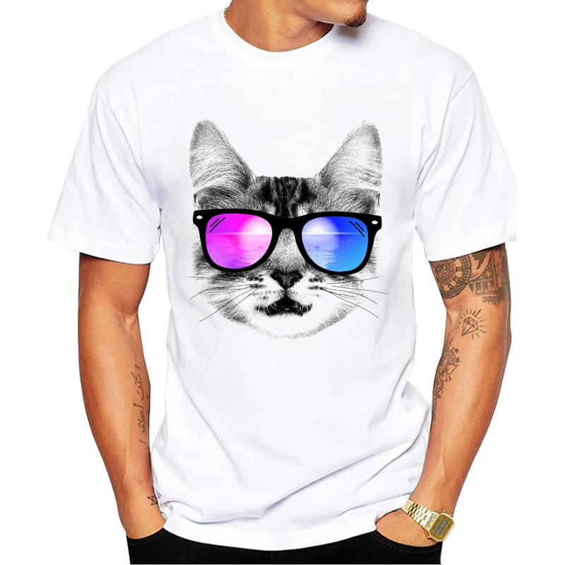 TEEHUB Neueste Lustige Strand Kätzchen Männer T-Shirt 3D Katze Gedruckt T-shirts Kurzarm Oansatz Cool T Hipster Tops – Detail 4