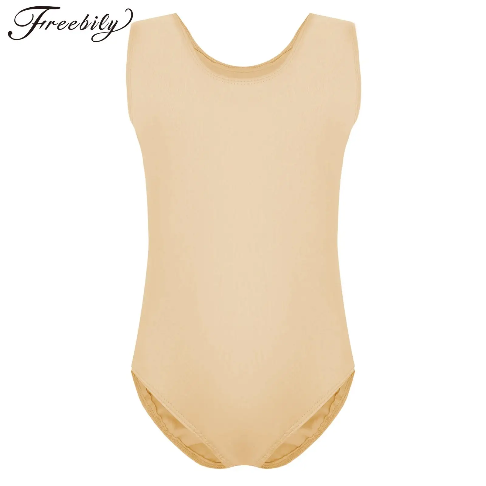 Kids Girl Ballet Dance Leotard Gymnastics Dancing Class Training Warm-up Costume Sleeveless Solid Color Bodysuit for Sports Yoga