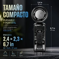 Ventilateur portable rechargeable avec refroidissement par semi-conducteur, 100 vitesses réglables, batterie de 1800 mAh et écran numérique LED, mini ventilateur pliable USB Type-C à main. 2