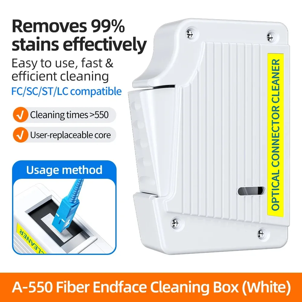 A-550 광섬유 끝단 세척 박스 피그테일 클리너 카세트 광섬유 닦는 도구 Ftth 광섬유 클리너 도구 SC/ST/FC