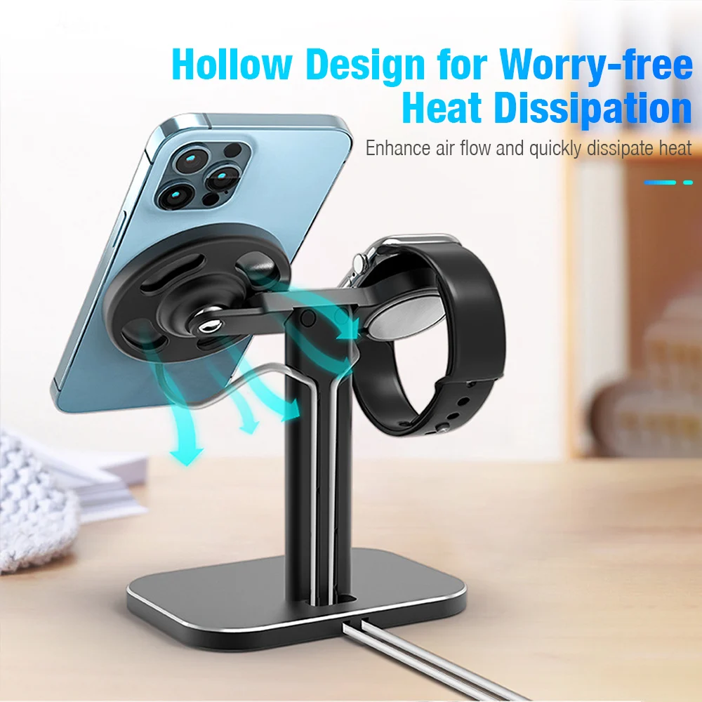 Watch Phone Holder Stand for Magsafe Charger Apple Watch Adjustable Aluminium Alloy Bracket for iWatch iPhone 13 12 Pro Max Mini