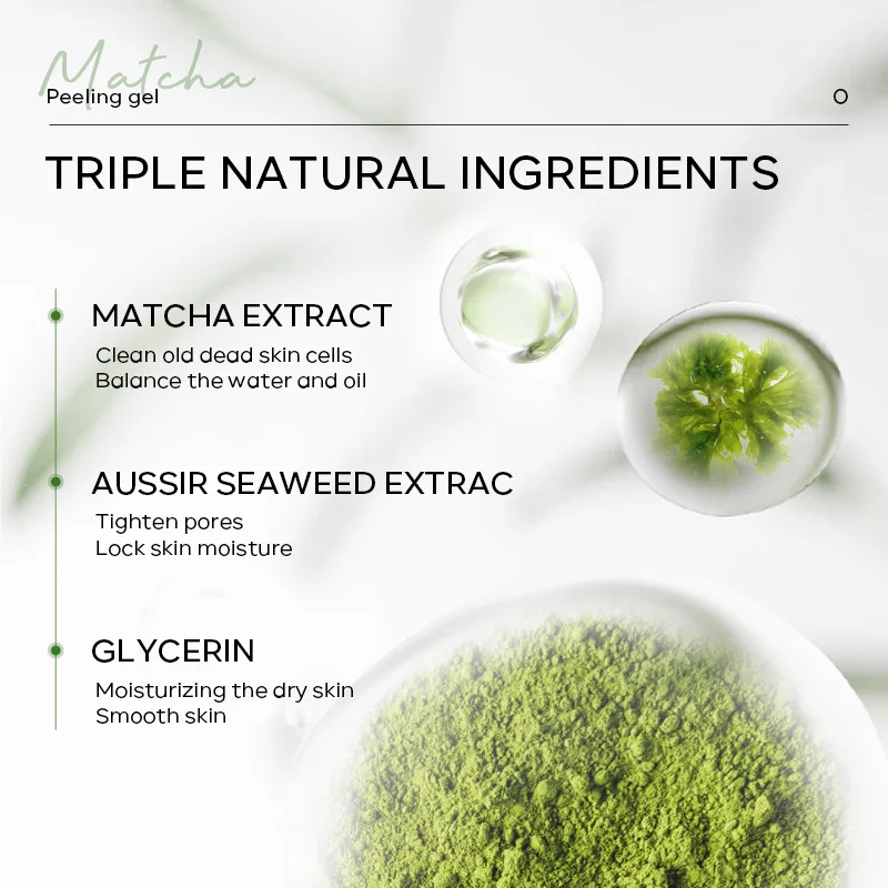 Matcha Peeling Gel Gentle Oil Control Body Face Scrub Cleansing Pores Treatment Acne Remove Blackhead Facial Exfoliation Gel 3