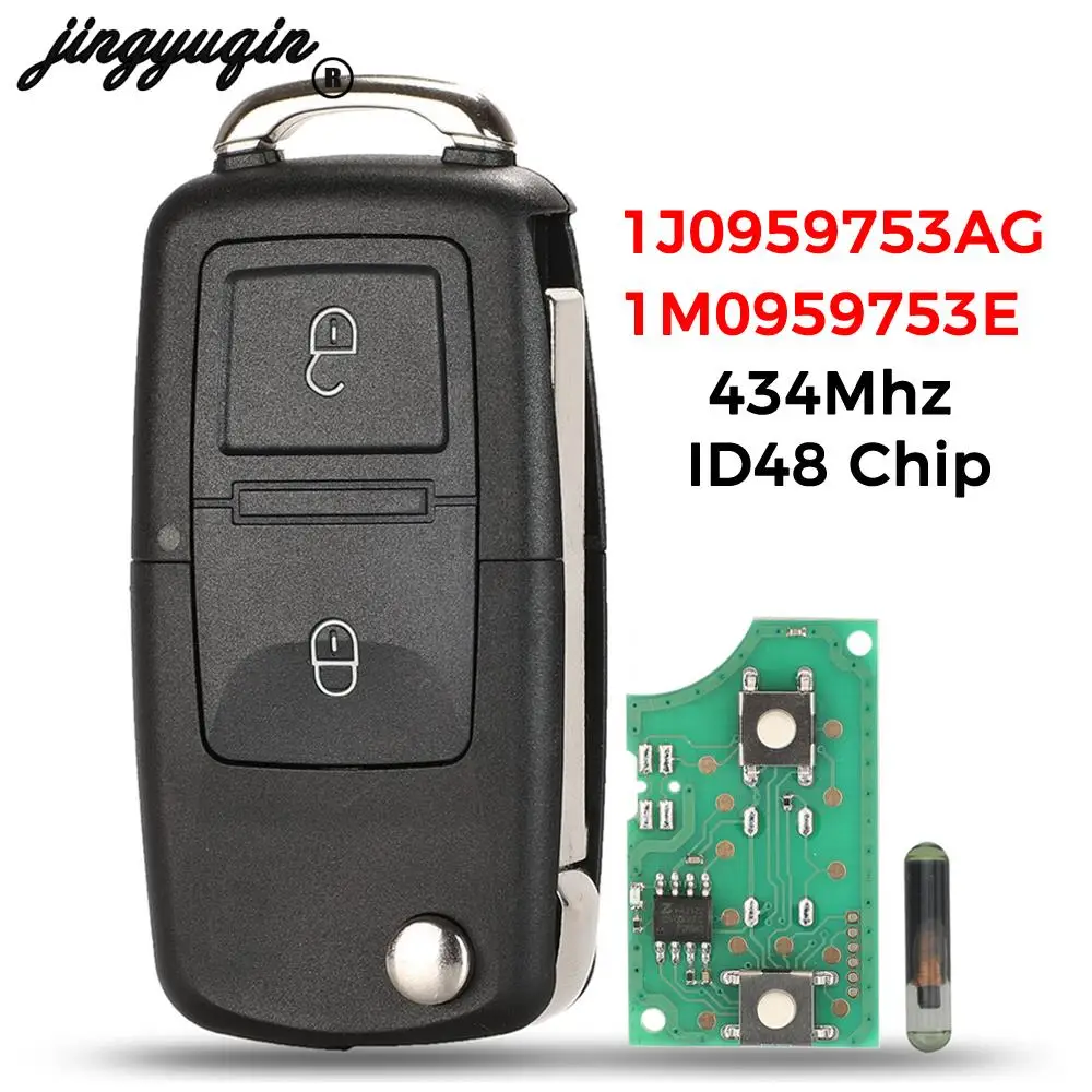 2/3/4 Buttons 315/434MHz Folding Car Remote Key id48 for VW for SEAT Altea Ibiza Leon Toledo T5 1J0959753AG 1K0959753G Key Case,Car Key Shell,Car Remote Key,Key Shell