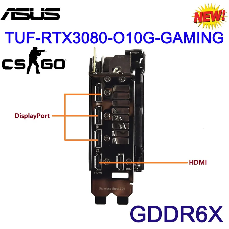 Asus New Graphics Card TUF-RTX3080-O10G-GAMING Placa De Vídeo GDDR6X  19000MHz 320Bit RTX 3080 GPU Motherboard Video Card Economy