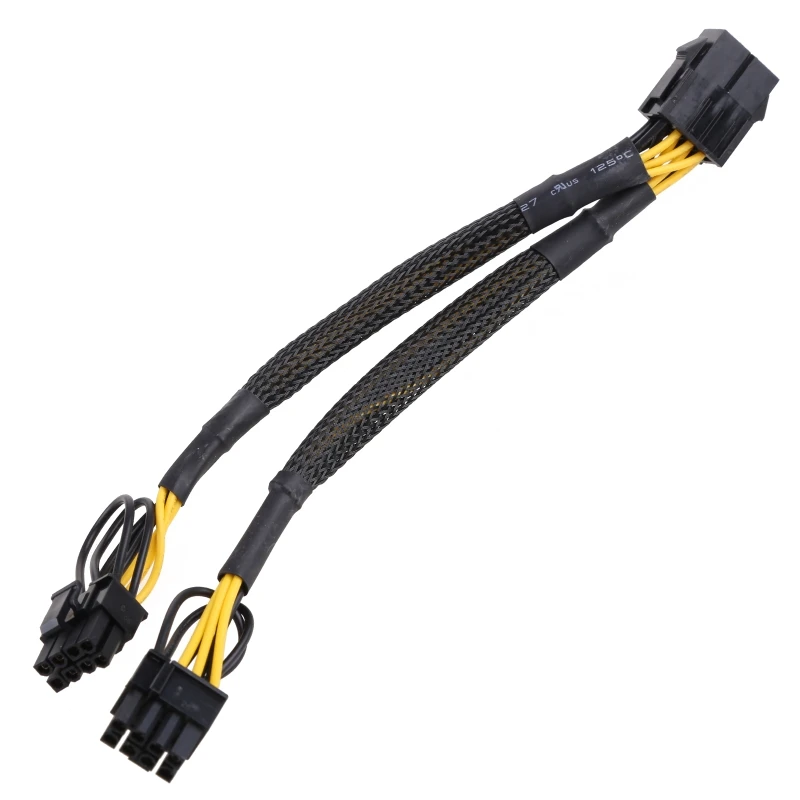 

20cm GPU PCIE 8 Pin Female To Dual 2X 8 (6+2) Pin Male PCI for Express Power Adapter Braided Y-splitter Extension Cable Dropship