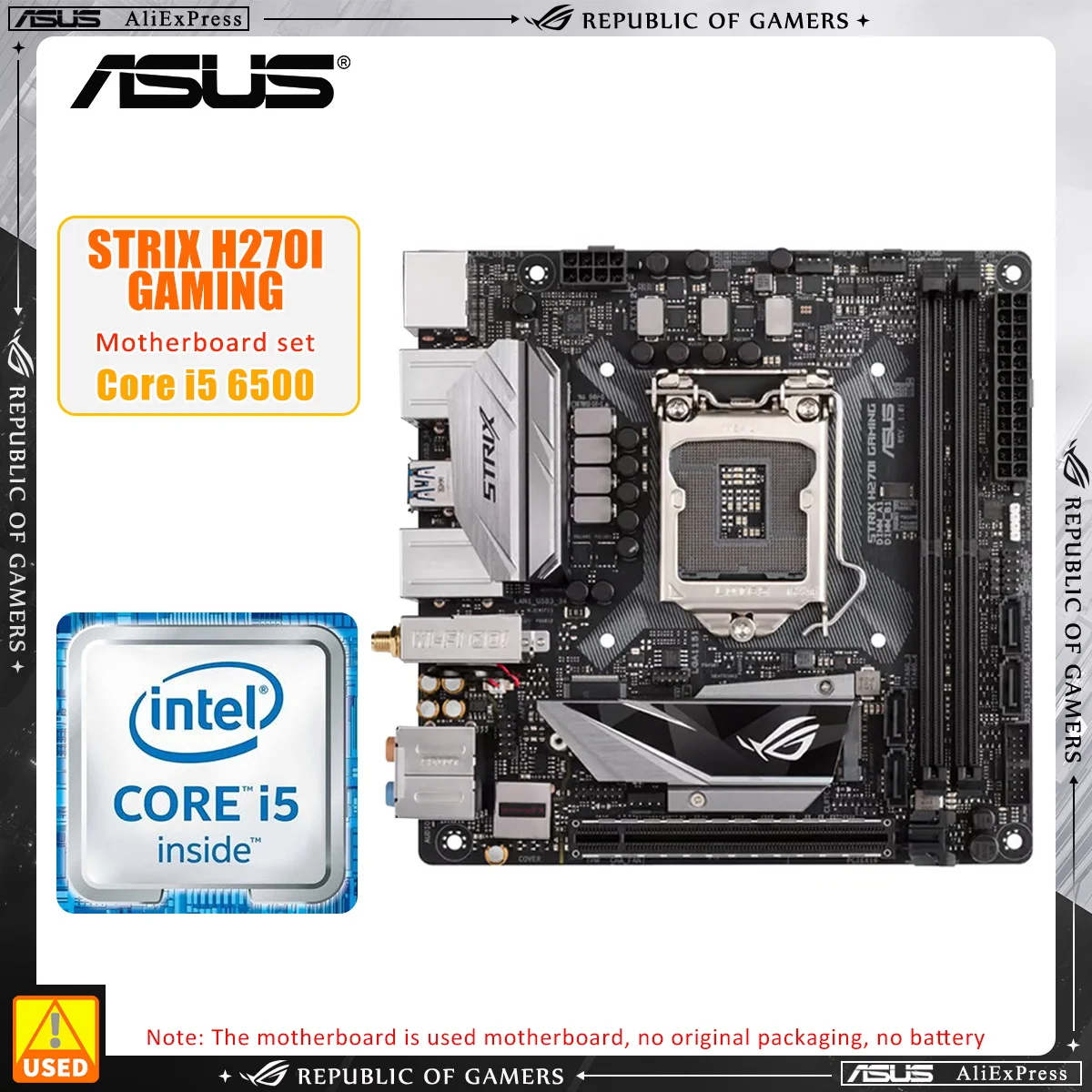 Asus Rog Strix H270I Gaming + I5 6500 Lga 1151 Kit Scheda Madre Intel H270 Ddr4 32Gb M.2 Usb3.1 Pci-E 3.0 Mini-Itx Per 7A/6A Generazione