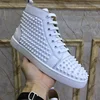 Luxury Brand Dress Designer For Men High Top Red Bottoms Rivets Sneakers Winter Casual Sports Leather Trainers Women Party Shoes 4