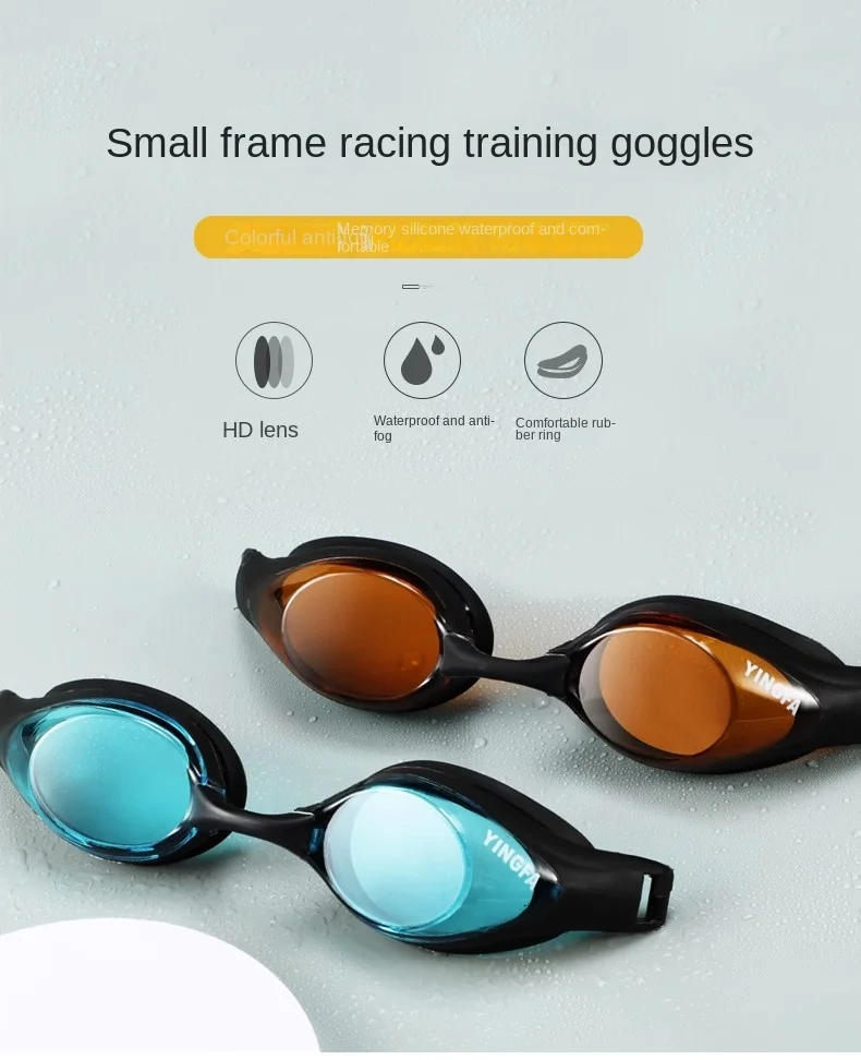 Anti Fog UV Protection Goggles YINGFA Swimming Eyewear Adjustable Swim Glasses With Nose Plug