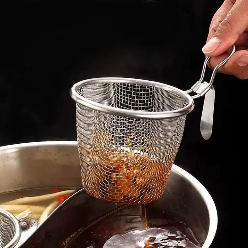Hemoton Per La Pasta Cesto Noodle Cucchiaio Filtro Carrello Da Cucina Maglia Spider Cestello Fritto Colino In Acciaio Inox Noodle Sbiancamento Cesto di Spaghetti Profondo Scollo Filtro