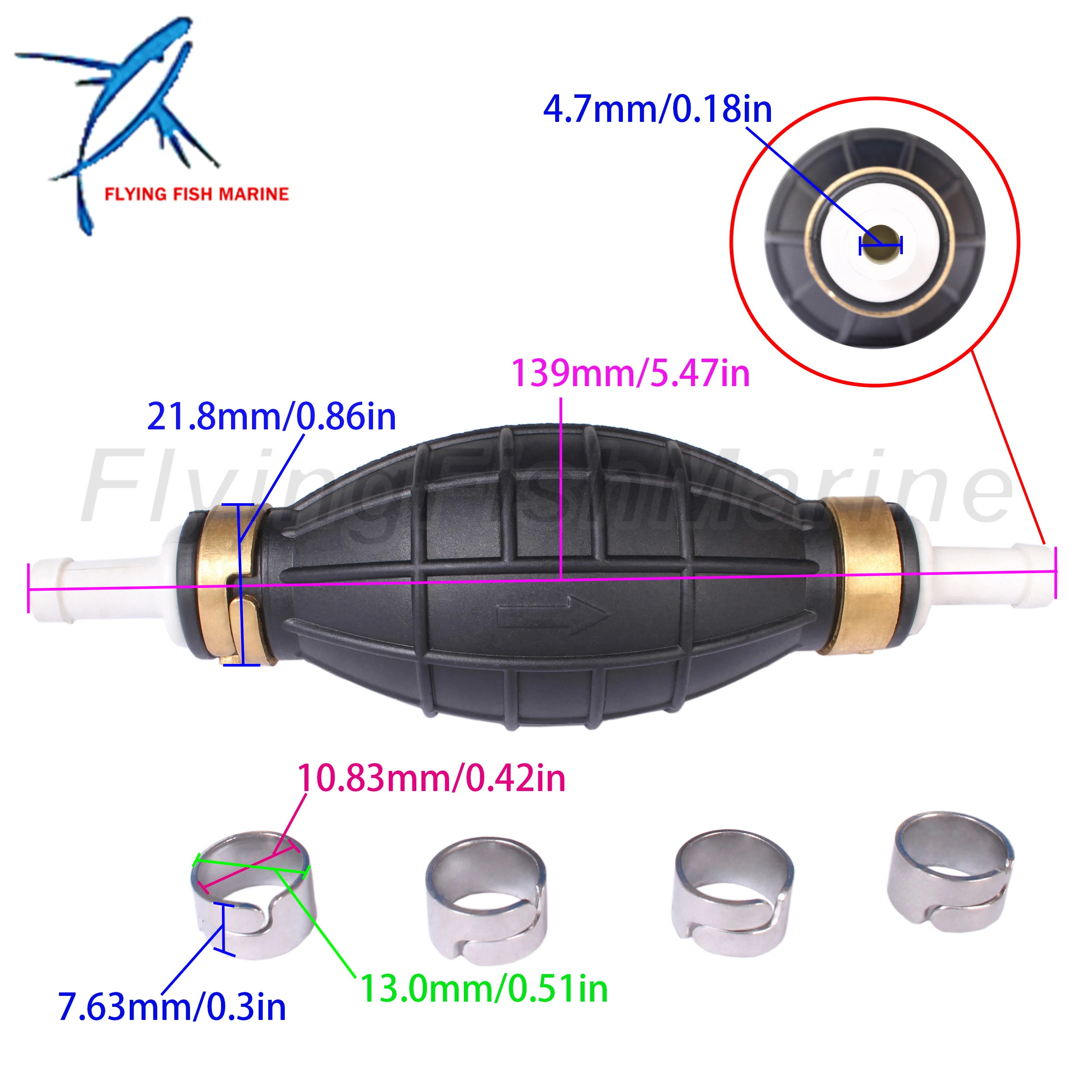 Outboard Engine Primer Bulb Squeeze Pump 65770-99700 99703 99704 99701 87DL0 87DL1 98520 for Suzuki DT DF 2HP-50HP 6mm/1/4in