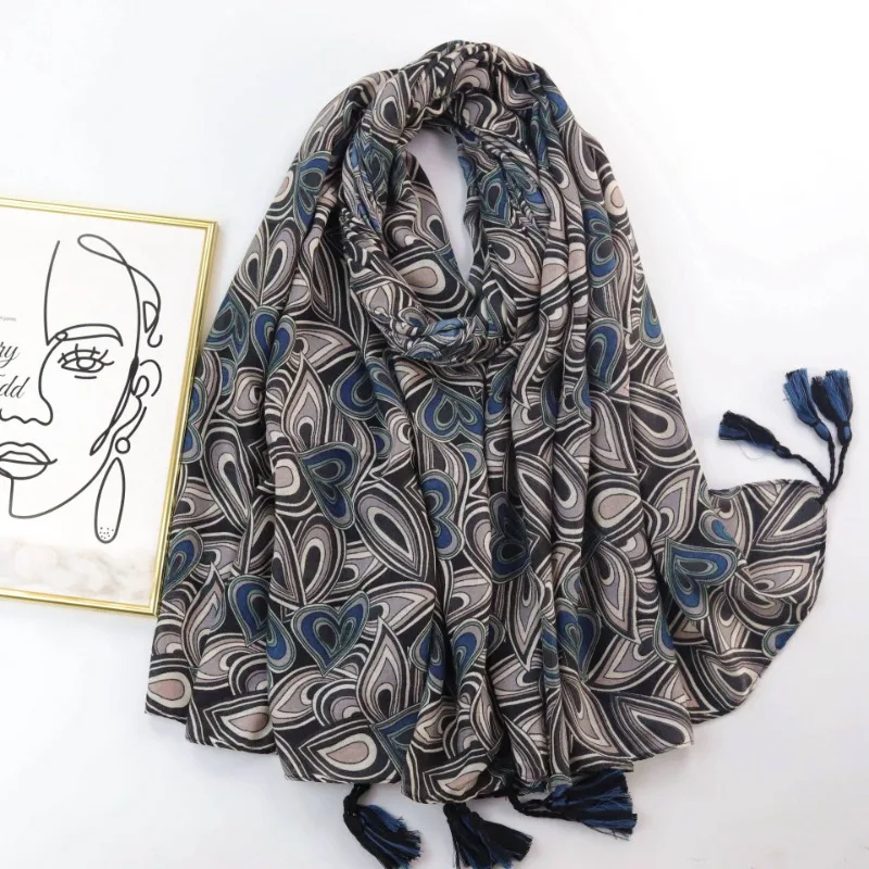 

Женский Длинный хлопковый шарф с узором в елочку, на ощупь