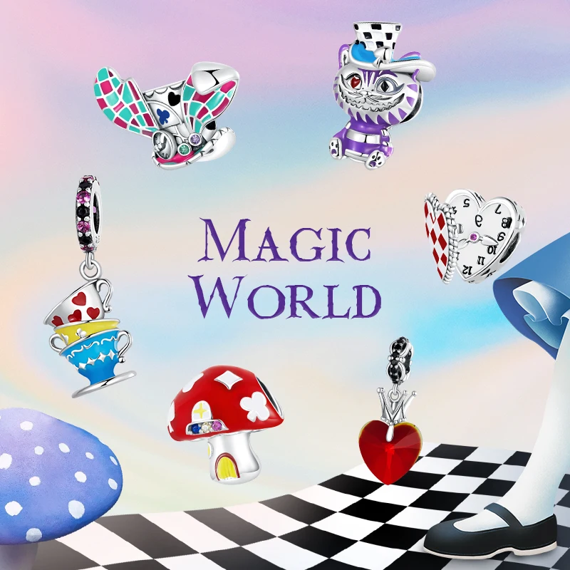 WOSTU 100% 925 スターリングシルバーファッションカラフルな魔法の猫