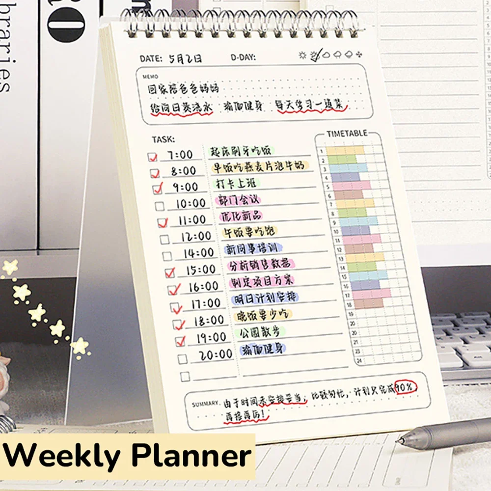 A5 Weekly Planner PP Coil Notebooks To Do List Daily Plan Schedule Notepad Stationery Office School Supplies