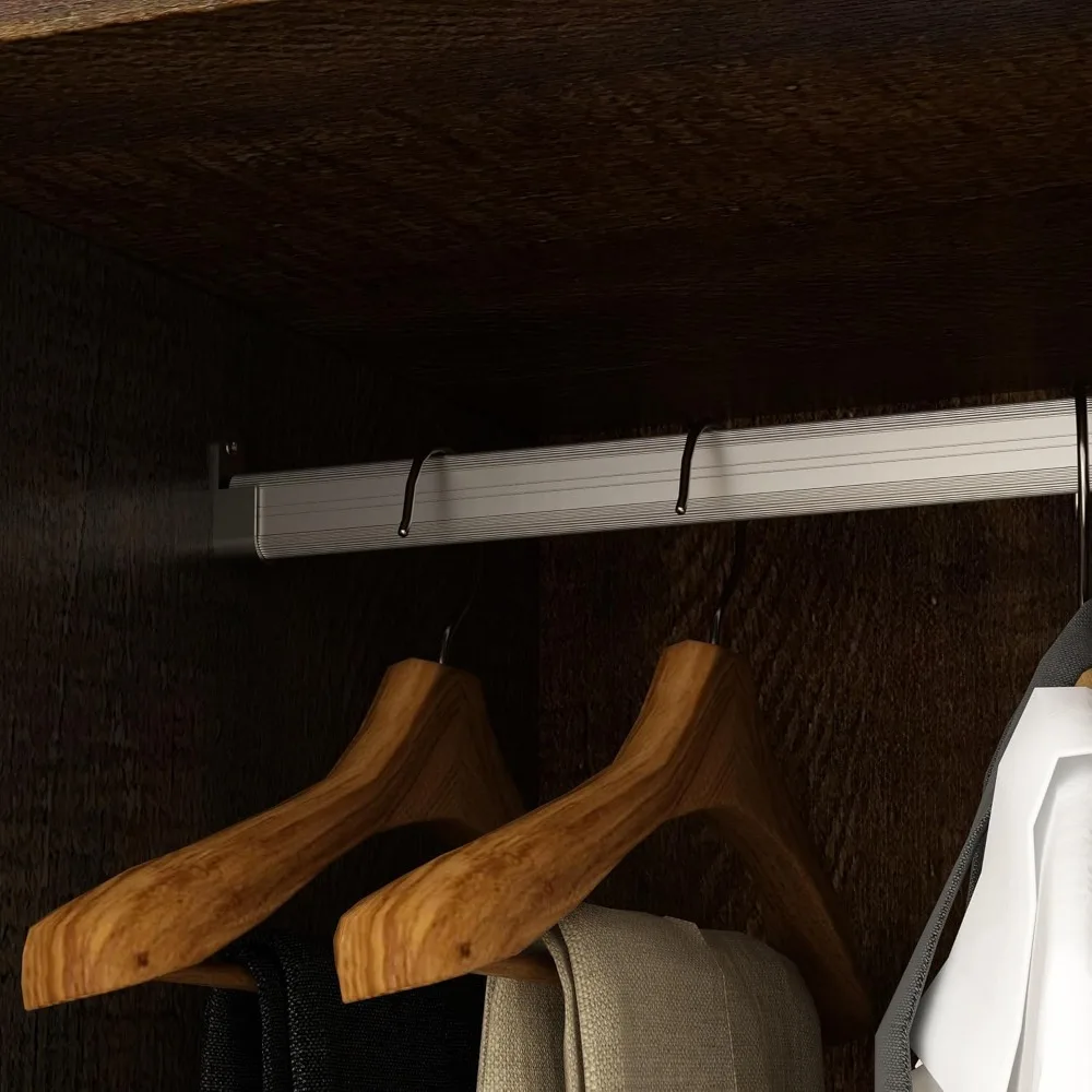 Multi-Tier Shelves, 5 Drawers, Hanging Rod & 4 Louver Doors, Wooden for, Wardrobes 4