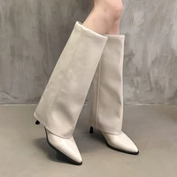 Women Chunky High Boots Pointed Toe Sexy Solid Color Design  Autumn and Winter New 2024 Trend Retro Fad Woman Boots Size 35-42 - Image 2