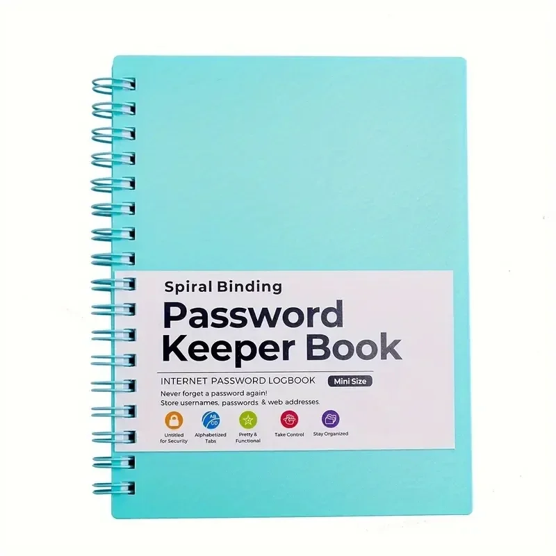 Compact Spiral Password Keeper - Secure & Organized Notebook Diary