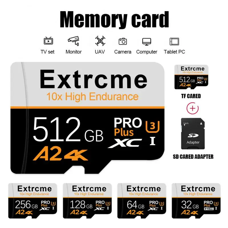 Alta Velocità Micro Sd 128Gb 100% Nuovo Originale Micro Sd Card 512Gb Micro Tf Memory Flash Card Per Telefono Fotocamera