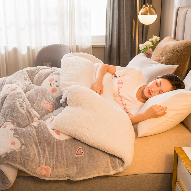 

Winter Warm Comfortable Snow Fleece Fleece Double-Sided Lamb Cashmere Quilt Large Double Bed Thickened Blanket Comforter Beding