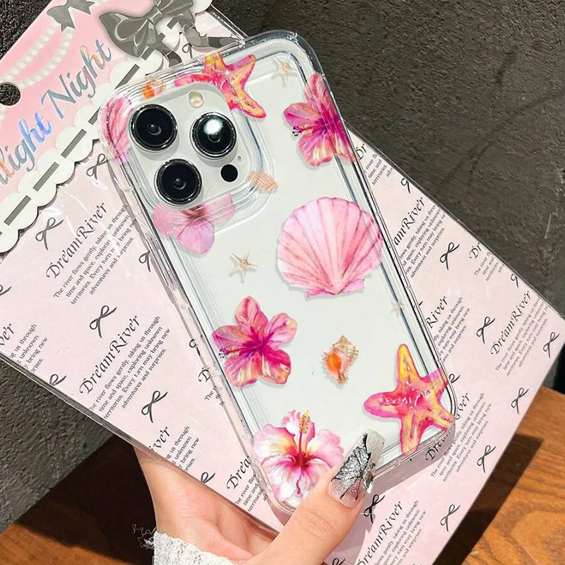 Tropical Pink Starfish & Flower Shell Phone Case Cover
