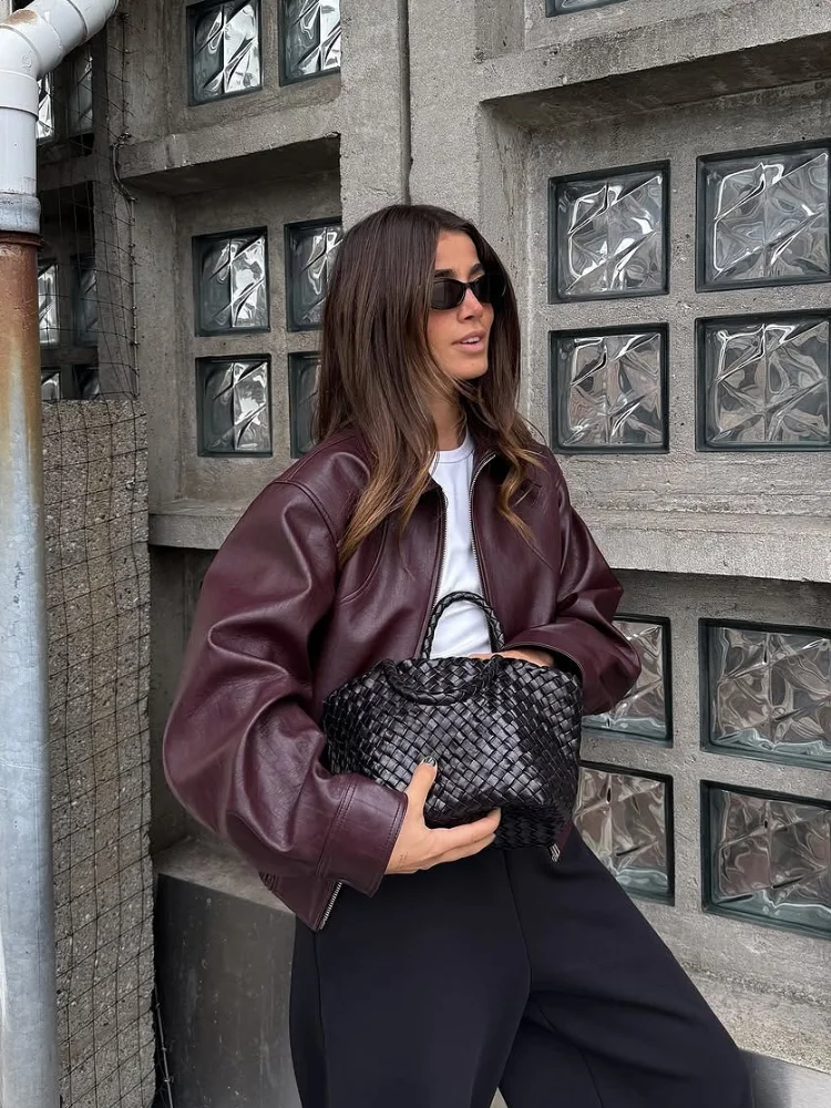 Women’s Wine Red Leather Jacket 1