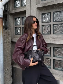 Women’s Wine Red Leather Jacket 1