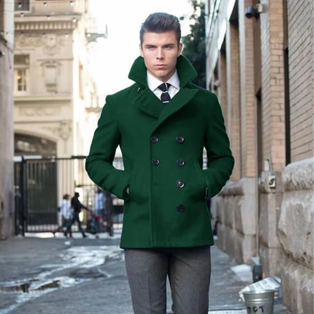 Coat Men's Suit Jacket Woolen Double Breasted Elegant Suits for Men Blazers Luxury Designer Casual Elegant Man Clothes Male - 6