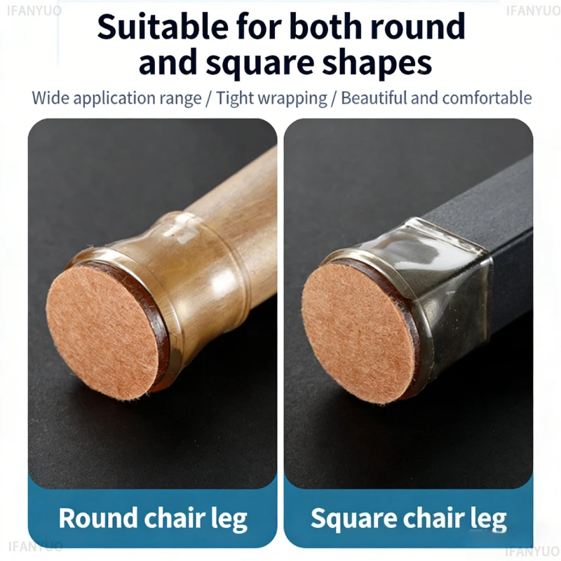Premium Silicone Furniture Leg Caps with Felt Pads - Floor Protectors and Sliders