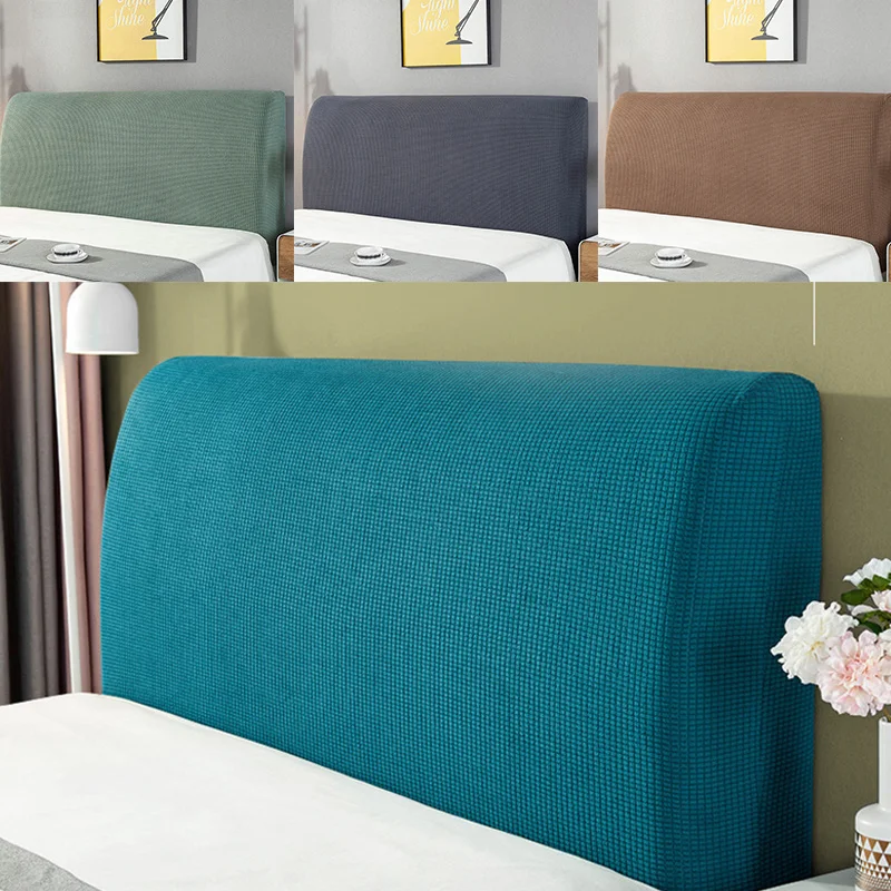 Elastic Thicken All-inclusive Bed Head Covers Plush Headboard Cover Polar Fleece for Home Solid Color Long Back Chair Cover
