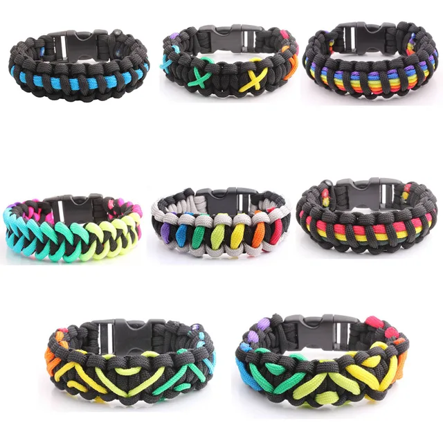 Parachute Cord Gay Pride Paracord Bracelet 15,30,90ft Rainbow 550