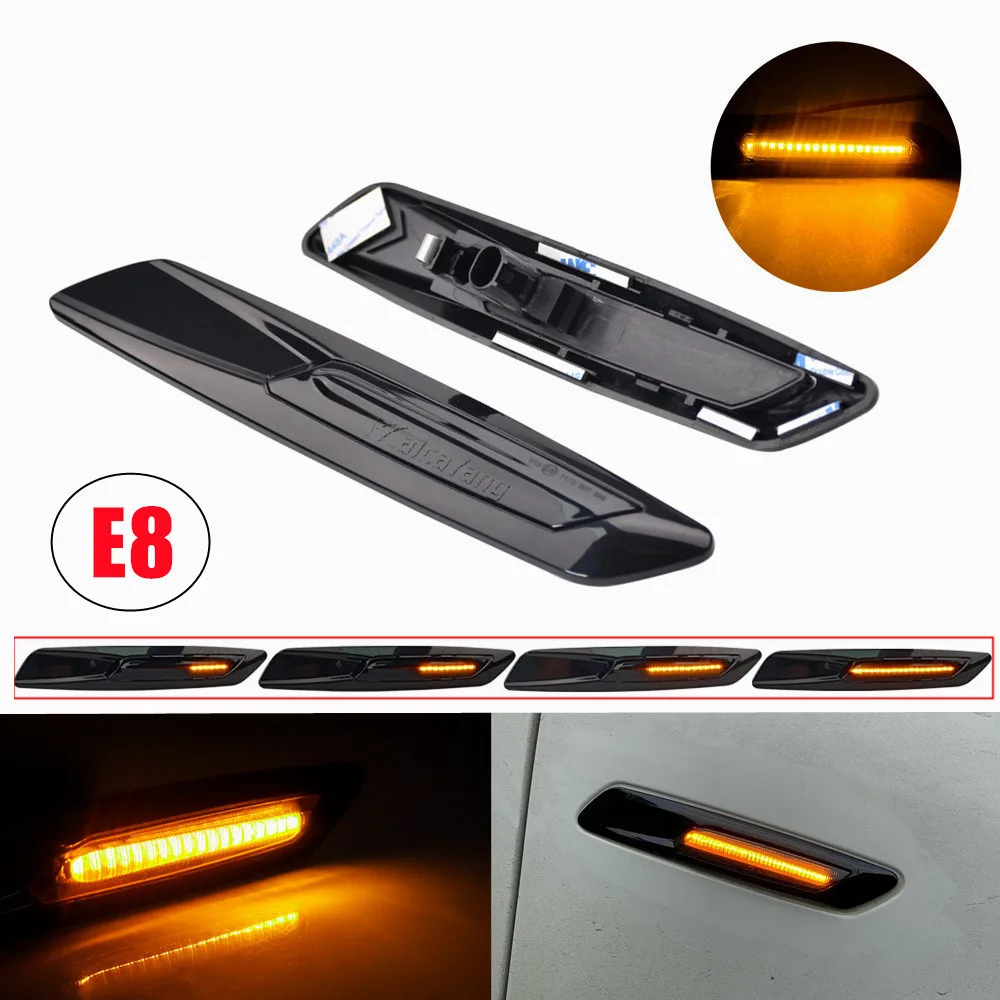 2Pcs Sequenziale Dynamic Flash Ambra Led Fender Side Marker Light Per Bmw 1 3 5 Series E90 E91 E92 E93 E46 E60 E61
