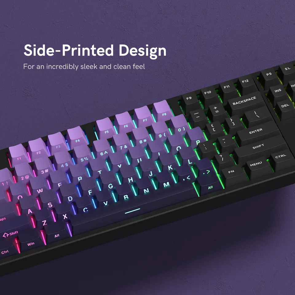 PBT - Juego De Teclas Degradadas De Doble Disparo Retroiluminadas, Color Rosa Brillante A Través De Teclas Laterales De Perfil OEM Personalizadas Para Teclado Cherry MX 60%, 65%, 70% 70% 75