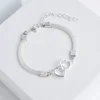Bracelets de Couple en forme de cœur d'amour pour femmes et hommes, couleur argent, Double couche, chaîne assortie, bijoux cadeau pour amoureux, 1 pièces