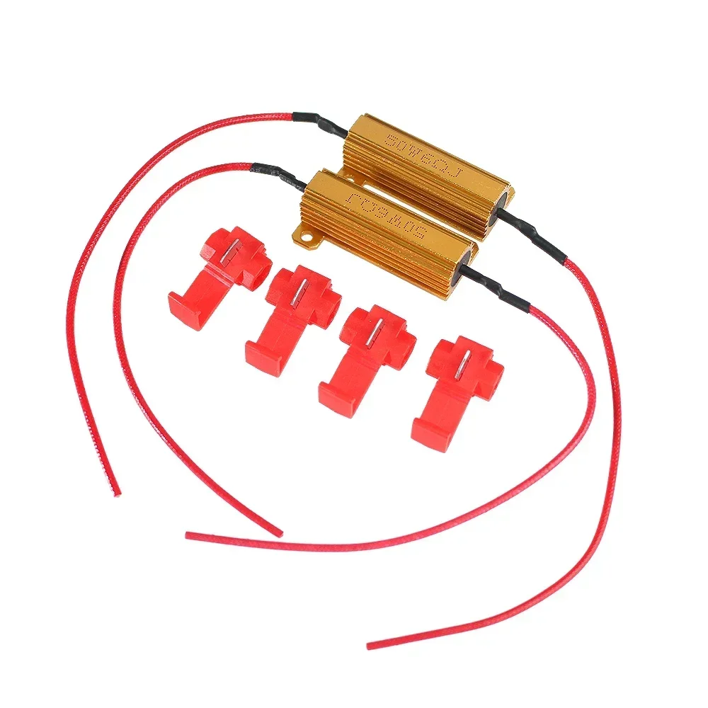 2/4Set 25W 50W Load Resistor 6ohm 8ohm 10ohm LED Bulb Reverse Light Turn Signal Fog Lam 25w 50w Wirewound Aluminum Resistor