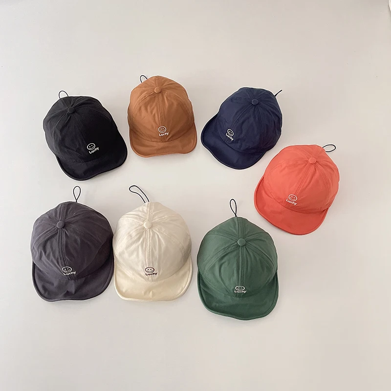 Spring Summer Baby Sun Hats Lovely Smile Pattern Kids Boys Girls Soft Brim Baseball Caps Cotton Autumn Children Peaked Caps korea embroidered kids baseball caps cute bunny baby peaked cap autumn boys girls cap kids accessories