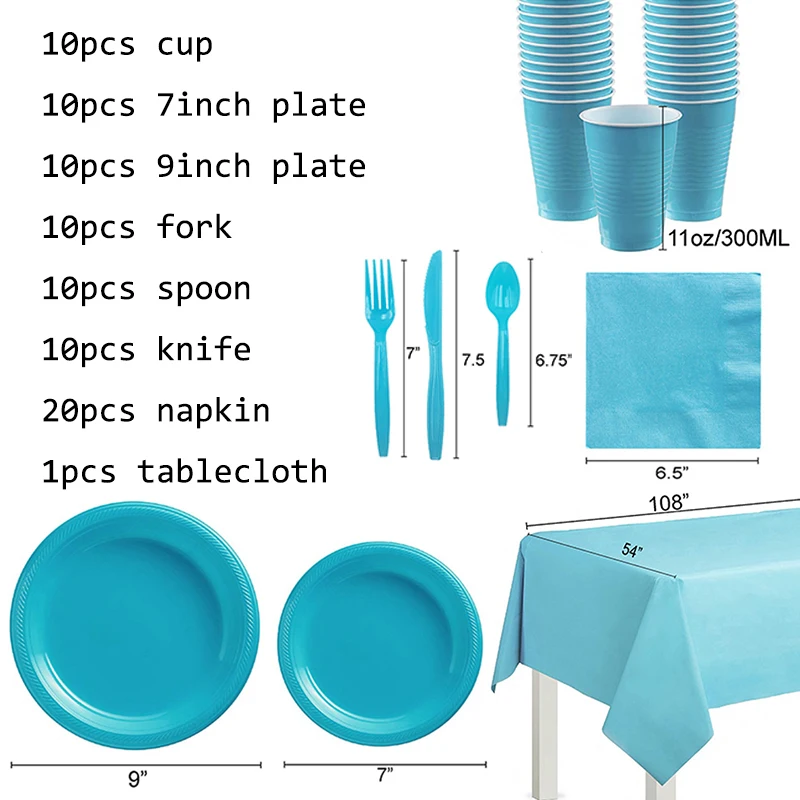 Red Wedding Party Supplies Disposable Tableware Set Yellow Purple Pink Blue Cups And Plates Paper Towels Tablecloth Baby Shower