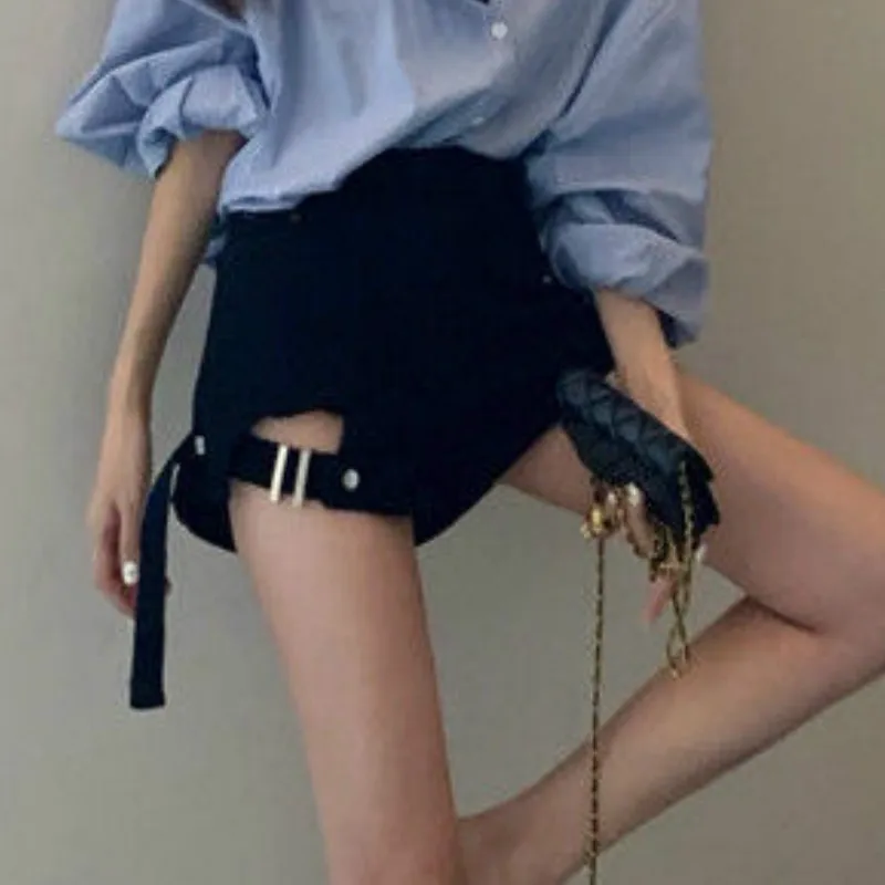 Summer All-match Fashionable Streetwear Women Solid Loose Shorts Female Denim Leisure Daily Korean Version Stylish New Popular