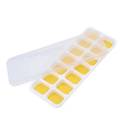Silicone Ice Cube Tray with Removable Lid - DIY Popsicle and Cocktail Mold (Yellow)