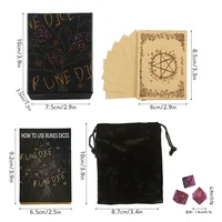 Engraved Rune Dice Set with Rune Guide Book 3Pcs Runic Dice Tarot Bag Writing Paper Divination Dice Kits Acrylic Nordic Dice 2