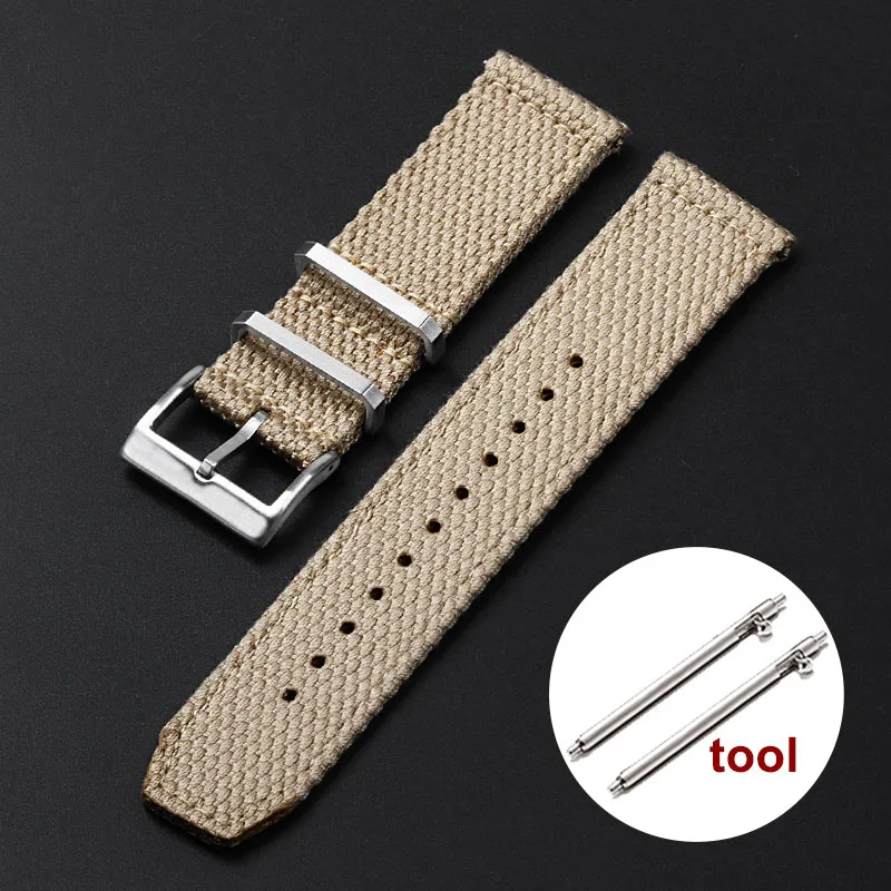 Breathable Woven Linen Nylon Watch Strap – Premium Cotton Fabric Band