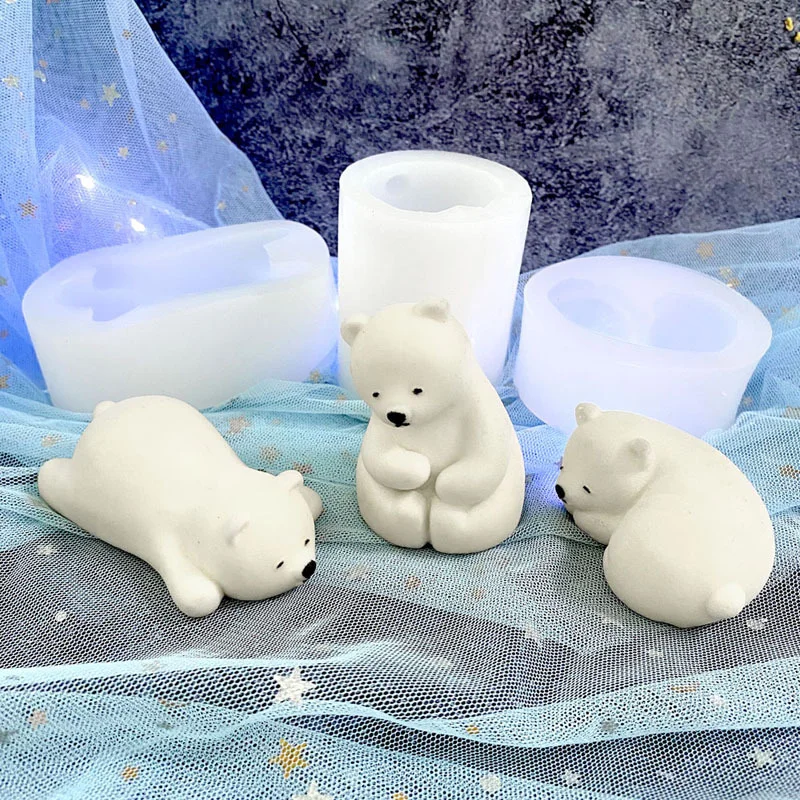 Silicone mold Polar Bear Silicone Mold Kitchen DIY Cake Baking Tool Chocolate Mold Soft Pottery Clay Decorative Gypsum Candle Mould