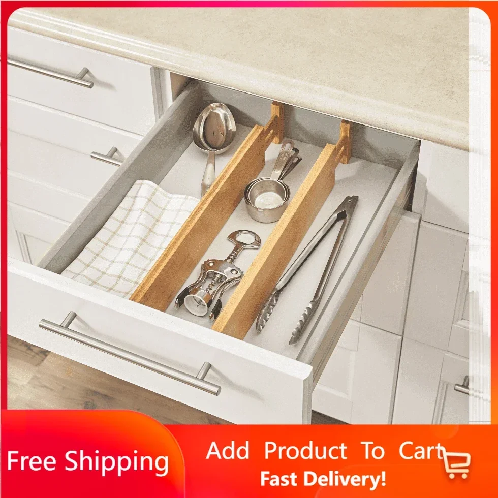

2PC Bamboo Kitchen Organizer Expandable Drawer Dividers, 17.5-22.8x0.59x3.1in Free Shipping