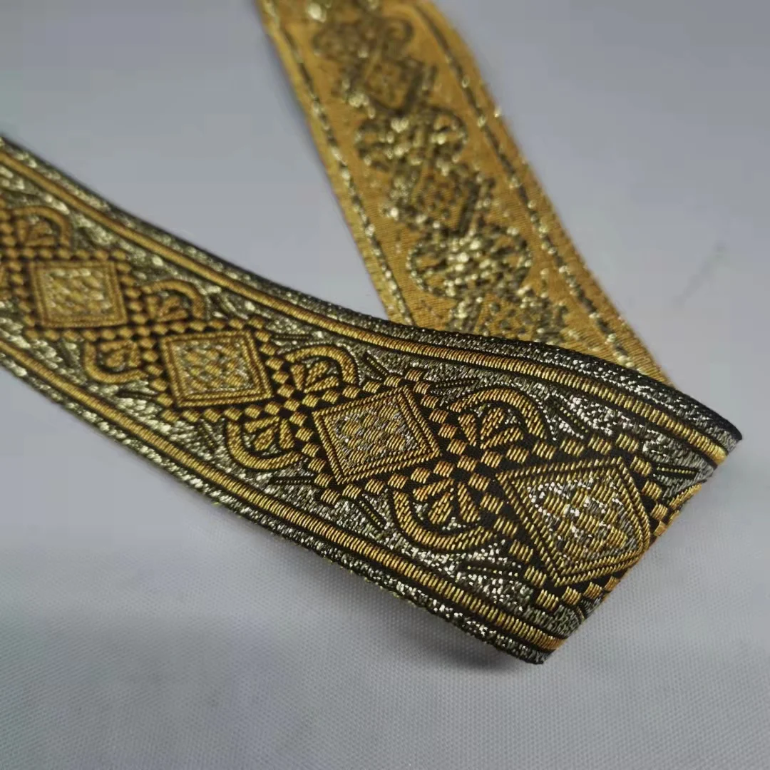Big Sale Jacquard Shimmer Woven Ribbon Stripe Ethnic Belt 8 Yards Dog Webbing DIY Trim