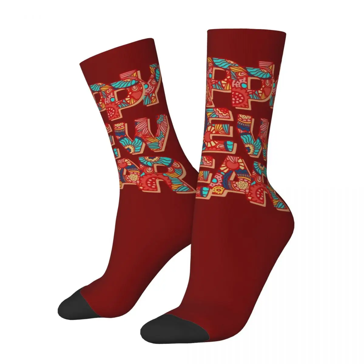 

Happy New Year Unisex 3D Print Mens Socks Funny Middle Tube Sock